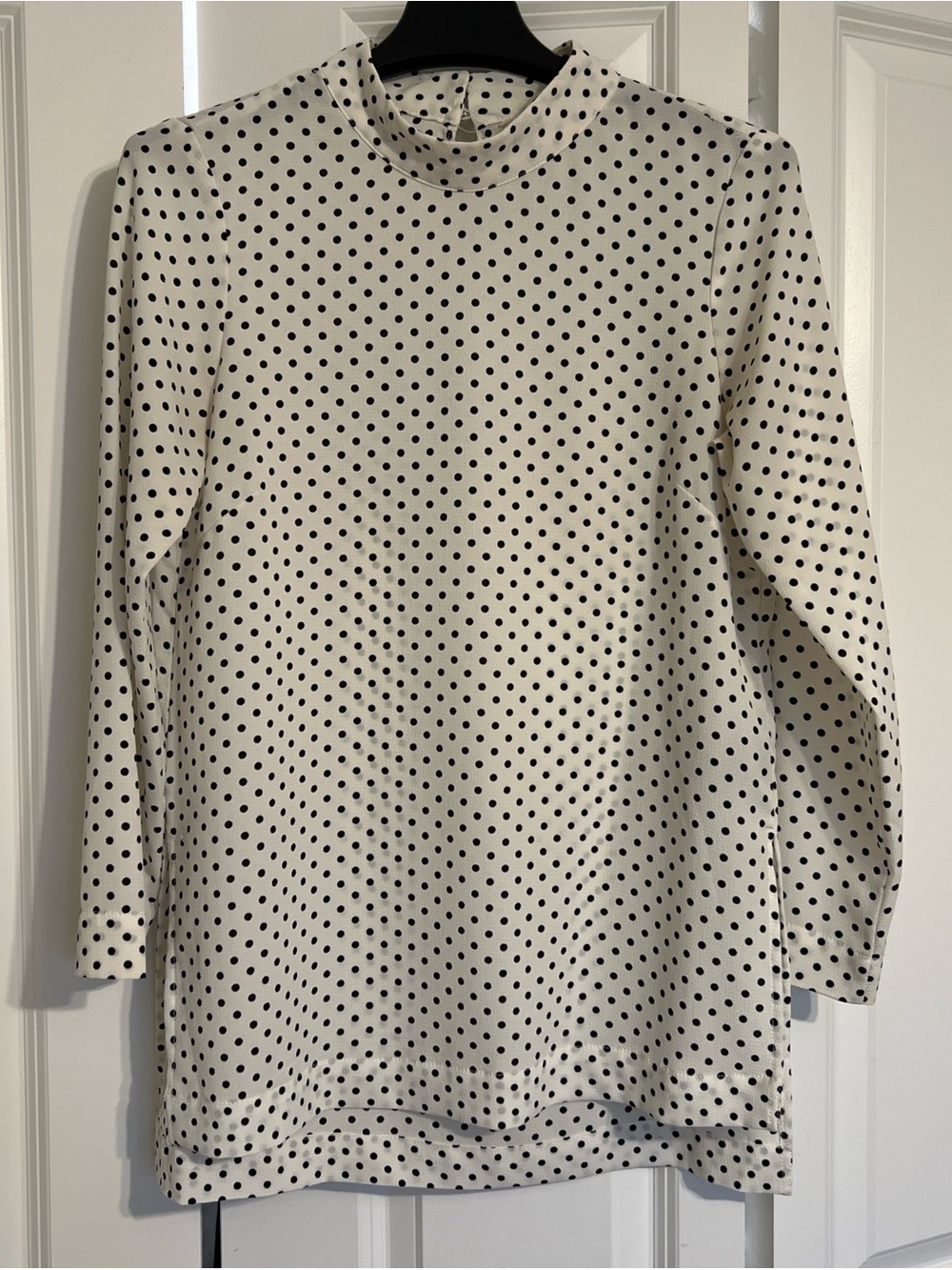 H8M White Long Sleeve Polka Dot Dress